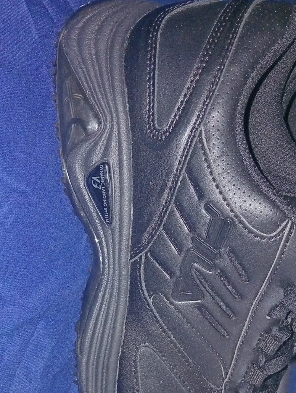 Fila WoMen's All-Black Leather Lace-Up Sneakers Memory Foam